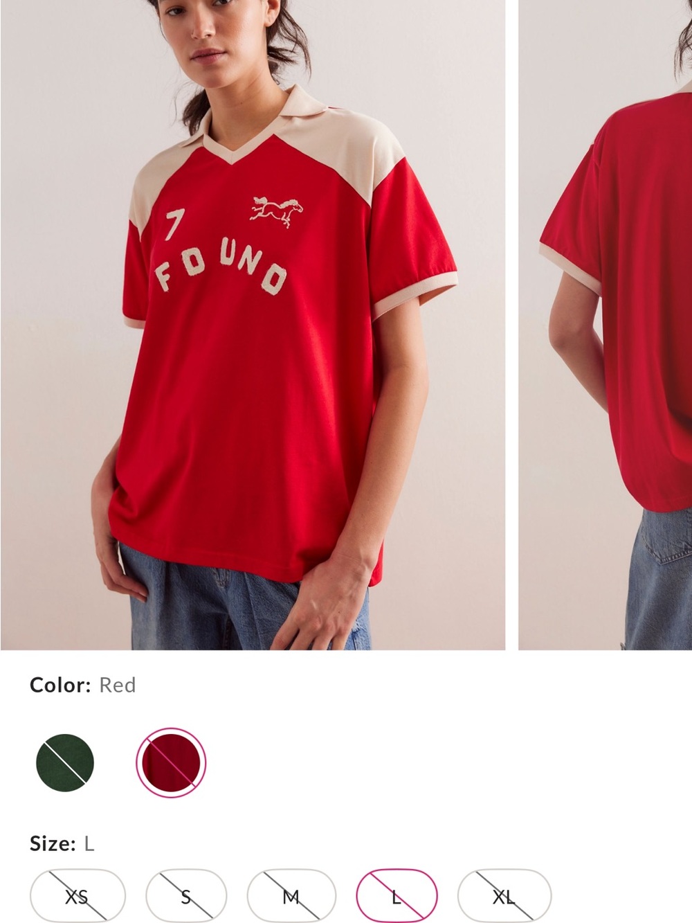 Found Red Contrast-Collar Short-Sleeve Jersey